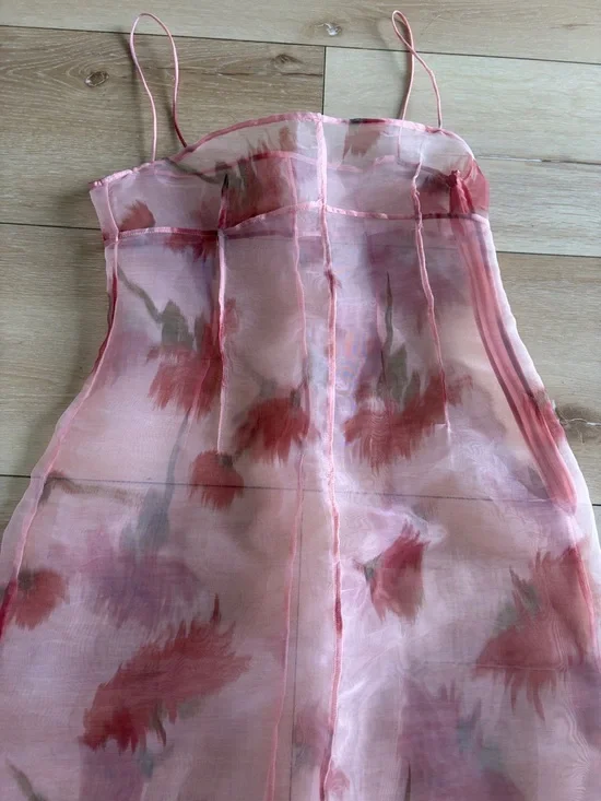 Source Unknown Pink Sheer Floral Maxi Dress - Picture 2 of 7